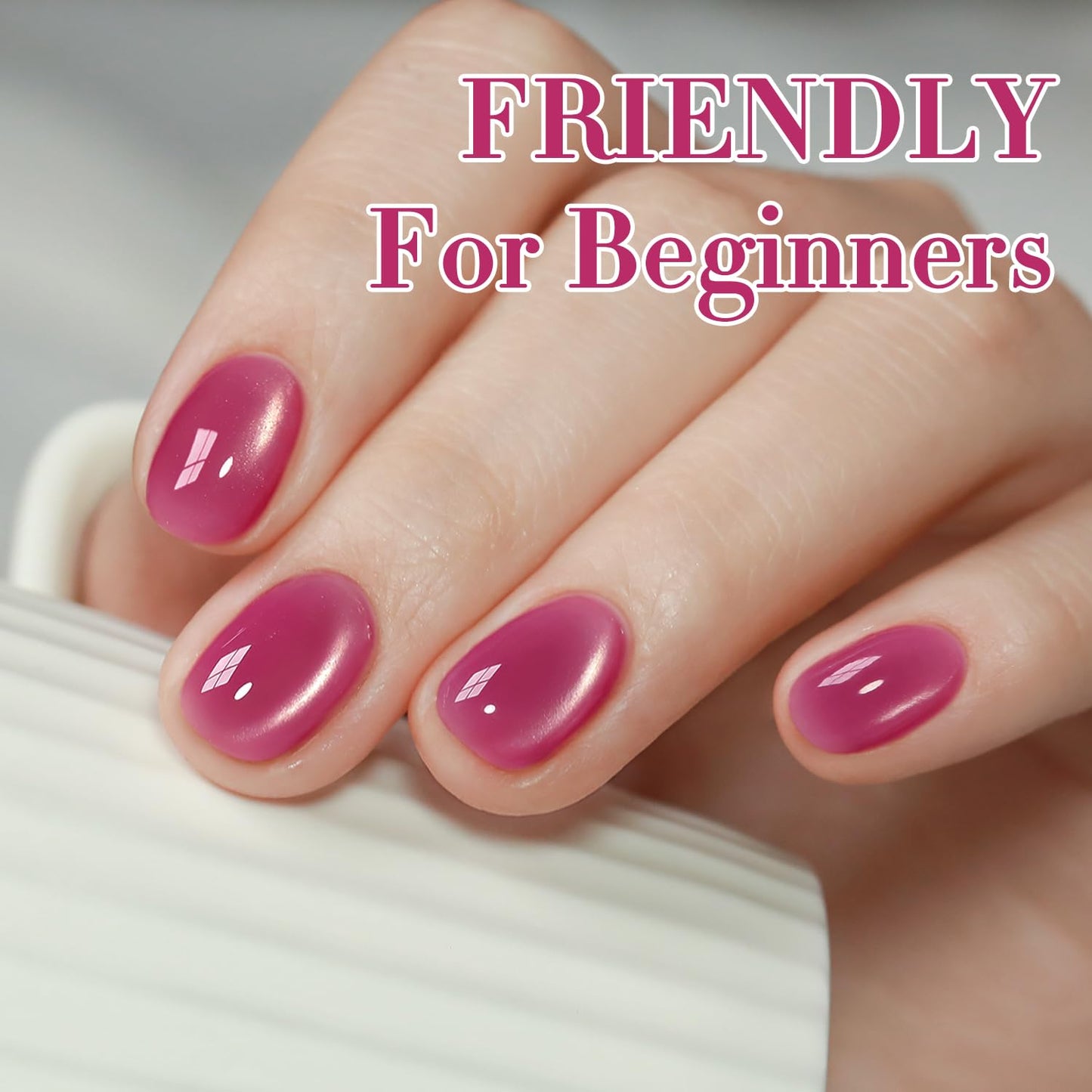 Double Rhythm 0.5 Oz Cat Eye Gel Polish with Magnet Same Color Same Bottle Holographic Glitter Shimmer Translucent Color Salon 15 ML Magnetic Nail Art (Purple Pink-MC1169)