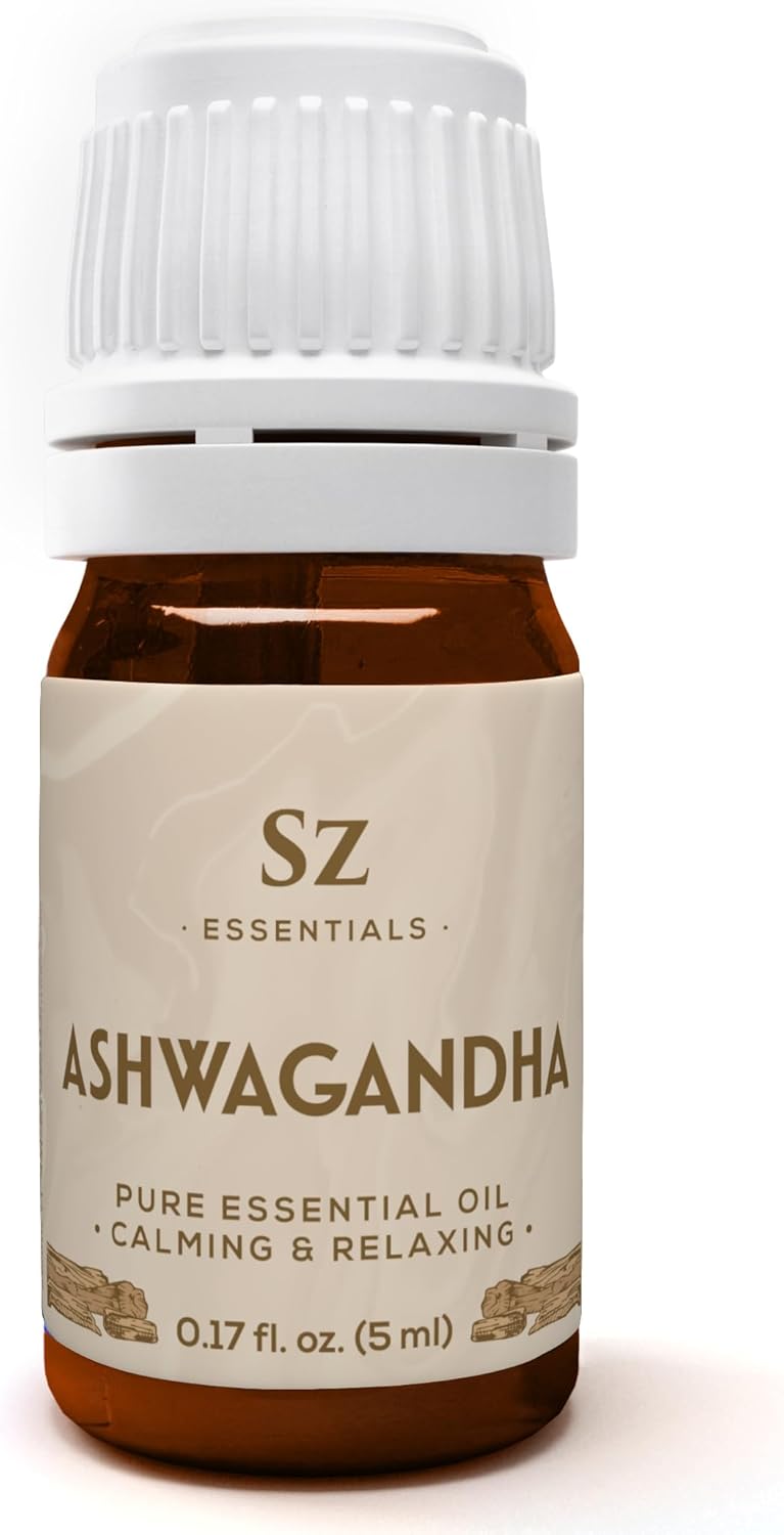 Ashwagandha Essential Oil, 100% Pure and Natural - Undiluted, Steam Distilled from Withania Somnifera - Woody & Earthy Scent with Nutty Overtones - Therapeutic Grade & Vegan - 0.17oz