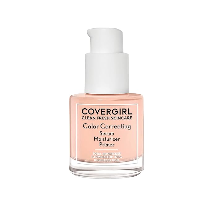 COVERGIRL Clean Fresh Color Correcting Serum + Moisturizer + Primer – Moisturizer, Face Primer, Covergirl Skincare, Vegan Formula – Light, 30ml (1.0 fl oz)
