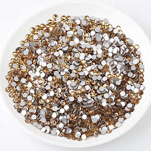 beadsland Flat Back Crystal Rhinestones Round Gems, Lt Colorado Topaz (2.3-2.5mm) SS8/1440pcs