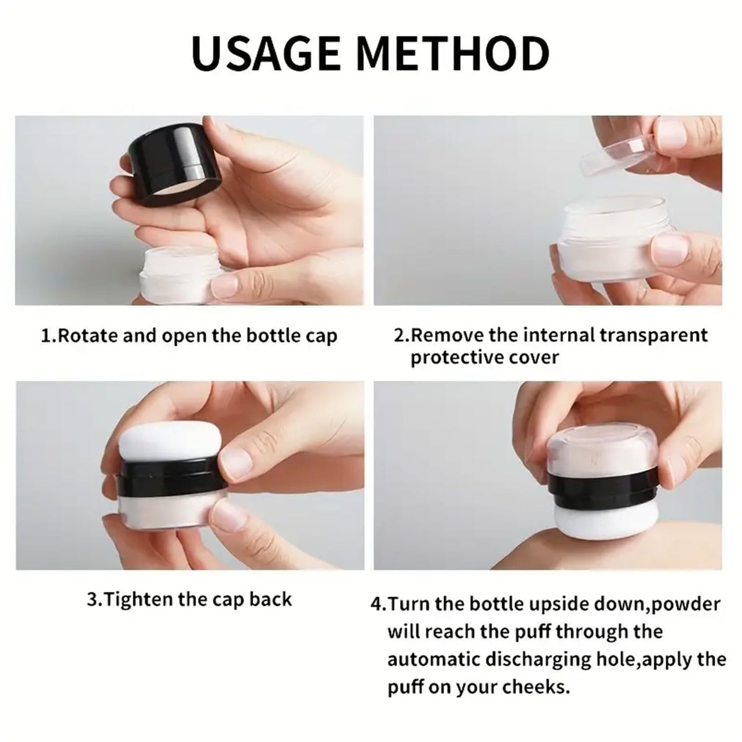 ROUSE Setting Powder Lightweight Loose Powder Finishing Powder Long-Lasting Face Powder Waterproof with Soft Mushroom Powder Puff & Mirror, Matte Finish,0.28 Oz (Light Apricot/Translucent)