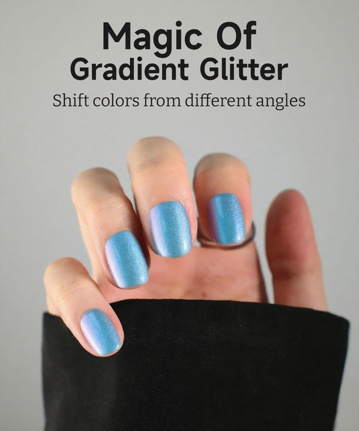 Glitter Nail Polish Strips, 32 Pcs Salon Quality Gel Nail Stickers, Long Lasting Wraps Easy to Use & Remove (Glitter Water Blue)