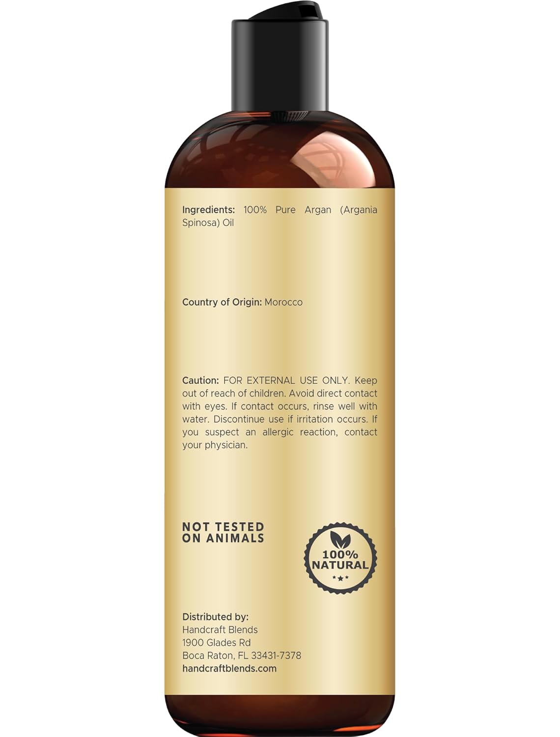 Handcraft Blends Moroccan Argan Oil - 8 Fl Oz - 100% Pure and Natural - Premium Grade Carrier Oil for Skin and Hair - Hair and Body - Massage - Cold-Pressed