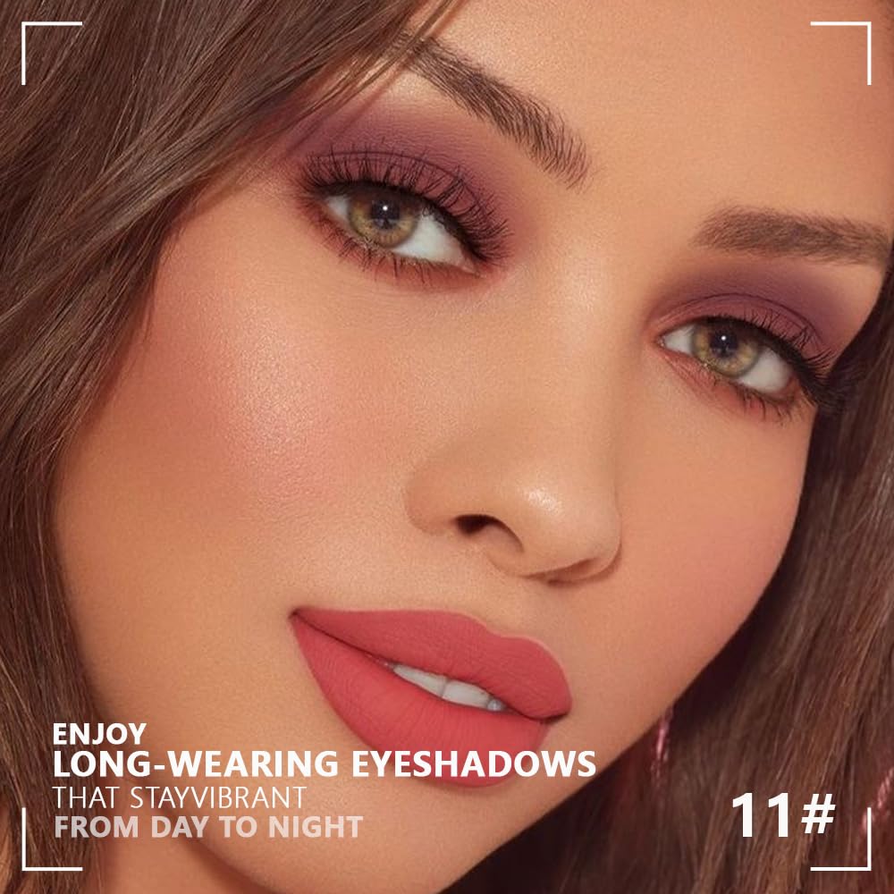 Kaely Powder Eyeshadow Quad, Pearl Mauve Glitter Shimmer Eyeshadow Palette Makeup, Neutral Eye Shadow Palette for Older Women Pigmented Waterproof, sombras para ojos, Blendable, Cruelty-free, 11