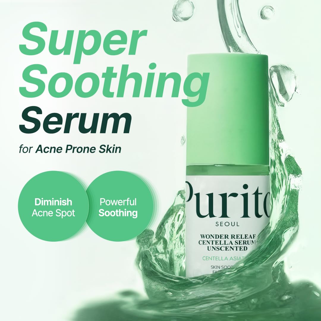PURITO Centella Unscented Serum, 34,860 ppm Centella, Facial Serum for Sensitive Skin & Acne-Prone Skin, Soothing Serum, Vegan & Cruelty-Free, Korean Skincare, 2 fl.oz / 60ml