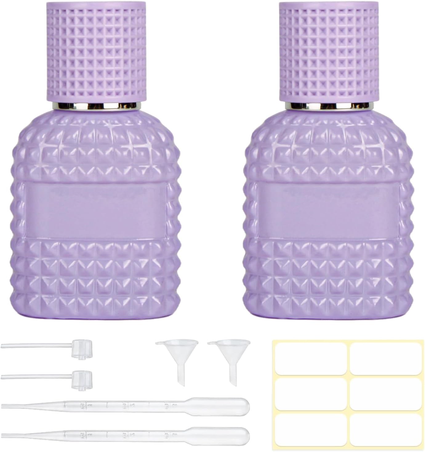 2 Pack 30ml Perfume Spray Bottles Empty, Refillable Glass Fine Mist Atomizer, Portable Travel Perfume Atomizers Fragrance Containers Sprayer for Cleaning, Essential Oils, Liquids (Purple)
