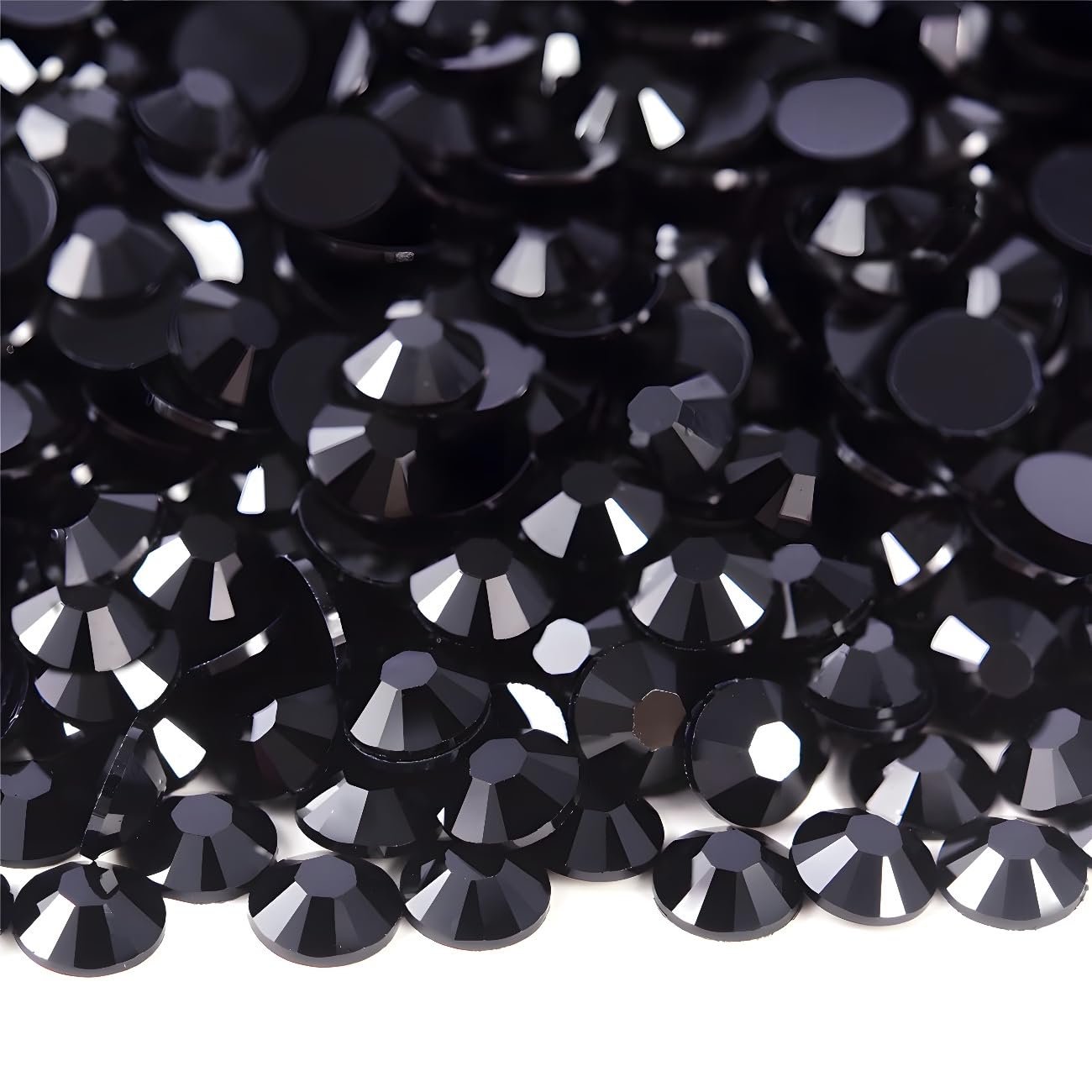 Flatback Rhinestones Round Gems for Nails Art and Crafts 2000Pcs SS16 4mm Glitter Crystals Stone DIY Bags Clothes Shoes (Black)