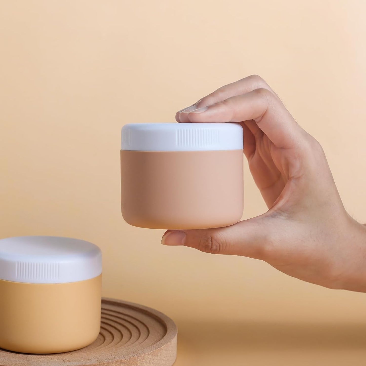 Travel Containers for Toiletries, Silicone Cream Jars BPA-Free, Leak-proof 1.35oz Travel Size Containers, Portable Size Silicone Jars with Lid for Cosmetic Face Hand Body Cream (4 Pack)