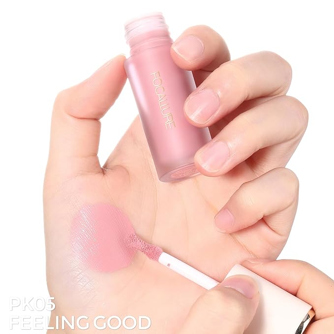 FOCALLURE Silky Cream Liquid Blush,Leaving a Matte Dewy Makeup Look,Easy to Apply and Create a Natural Flush,Long Lasting and Lightweight Cheek Blush Face Makeup,FEELING GOOD