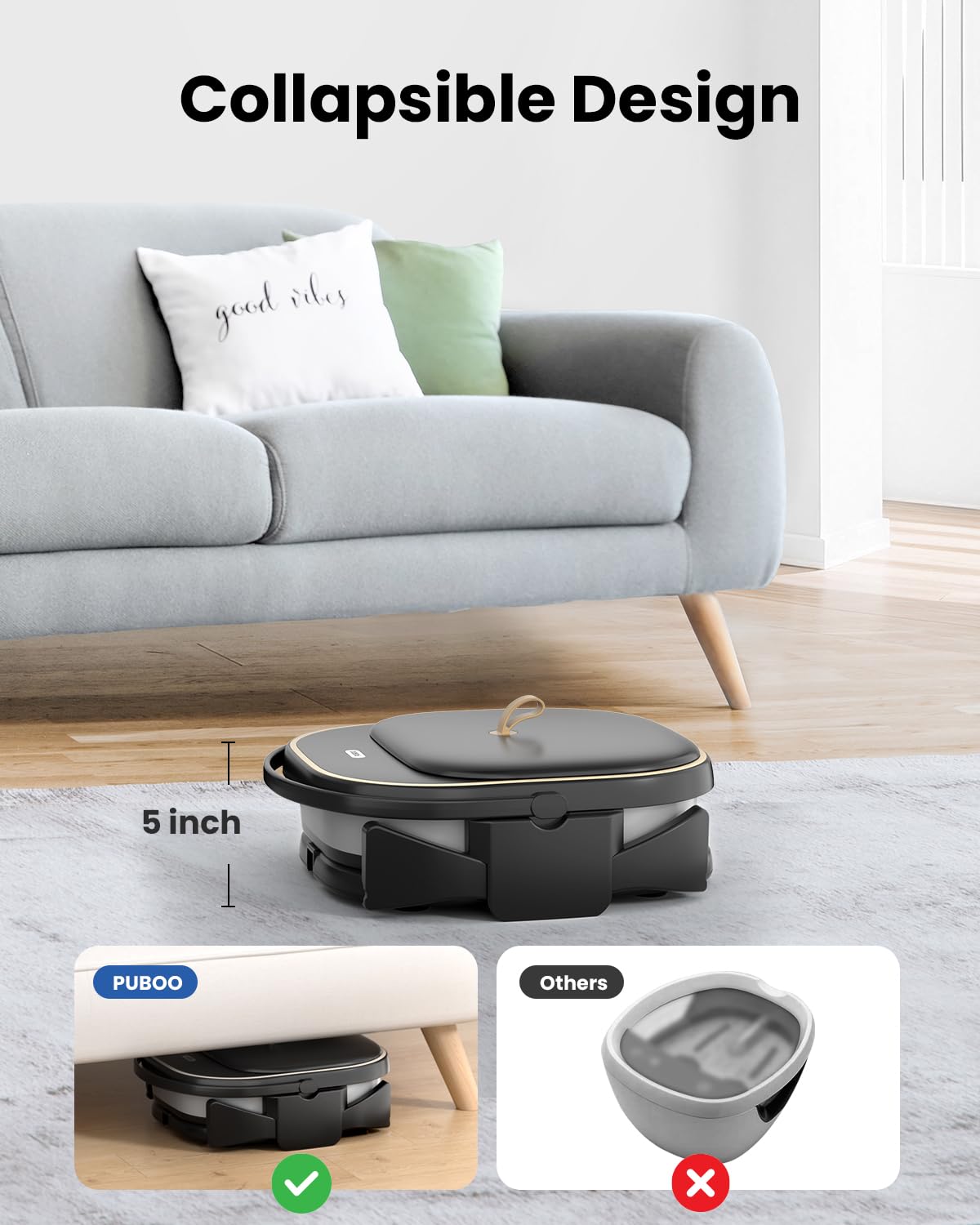 Puboo Collapsible Foot Spa Bath with Heat, Remote & Timer, 16 Massage Balls, Support Rods – Heated Pedicure Soaking Tub for Stress Relief, US Size Up to 11