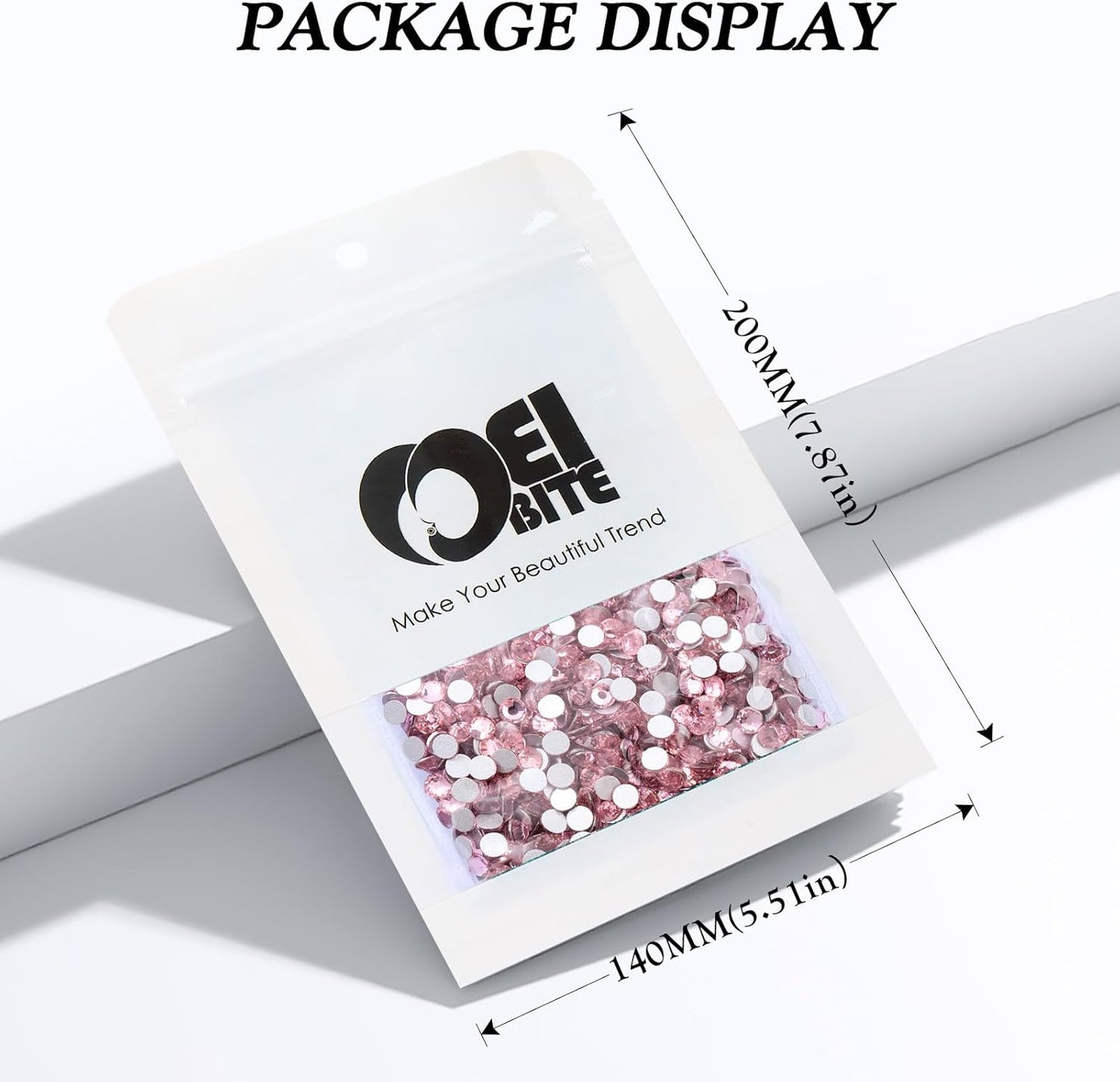 Pink Flatback Rhinestones, Glass Rhinestones for Nail Art and Craft, Glue Fix, Loose Crystal Gemstones(Pink, SS16, 2880pcs, 3.8-4.0mm)