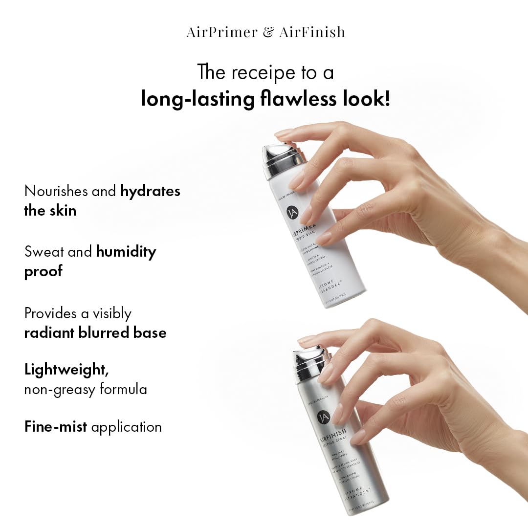 Jerome Alexander MagicMinerals Air Primer & Setting Spray Bundle – LiquidSilk Air Primer and AirFinish Setting Spray – Pore-Minimizing, Skin-Smoothing Formula for Long-Lasting, Flawless Matte Finish