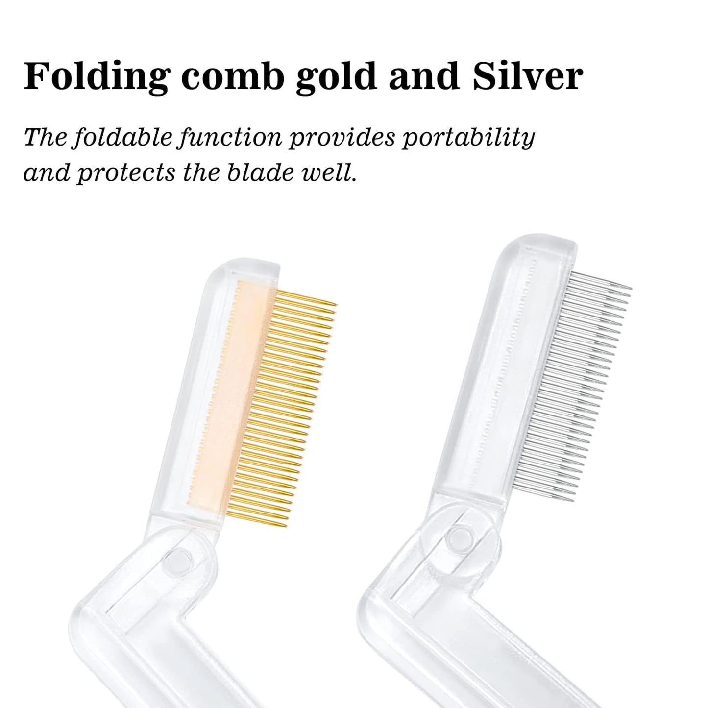 G2PLUS 2PCS Folding Eyelash Comb, Eyelash Separator Tool, White Eyebrow Comb Metal Teeth, Eyelash Brush Tool for Lash & Brow