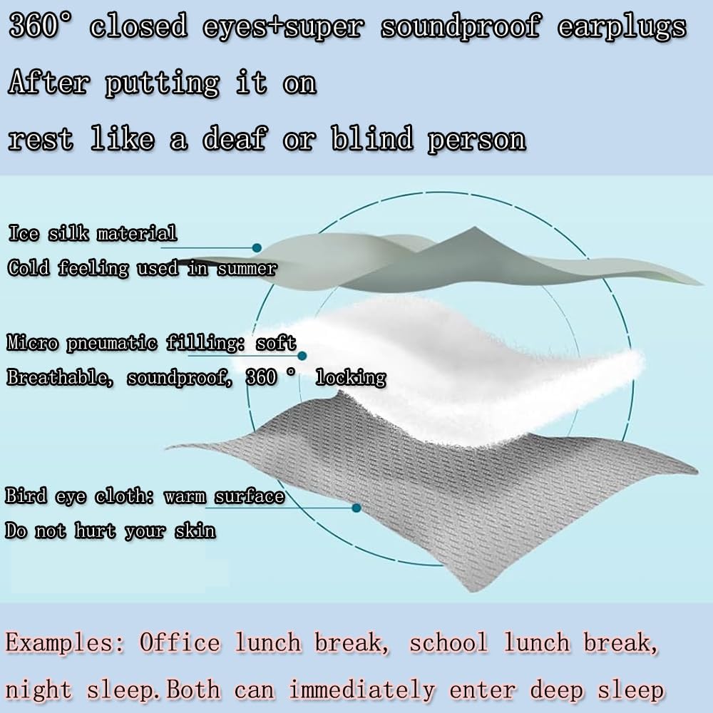 Silk Eye Sleep Mask for Sleeping Women Men, Blackout Blindfold Eye Mask+soundproof Ear plugs, Rest Like A Deaf or Blind Person, noise cancelling ear plugs Mask for Travel Night Best Sleep Mask (black)