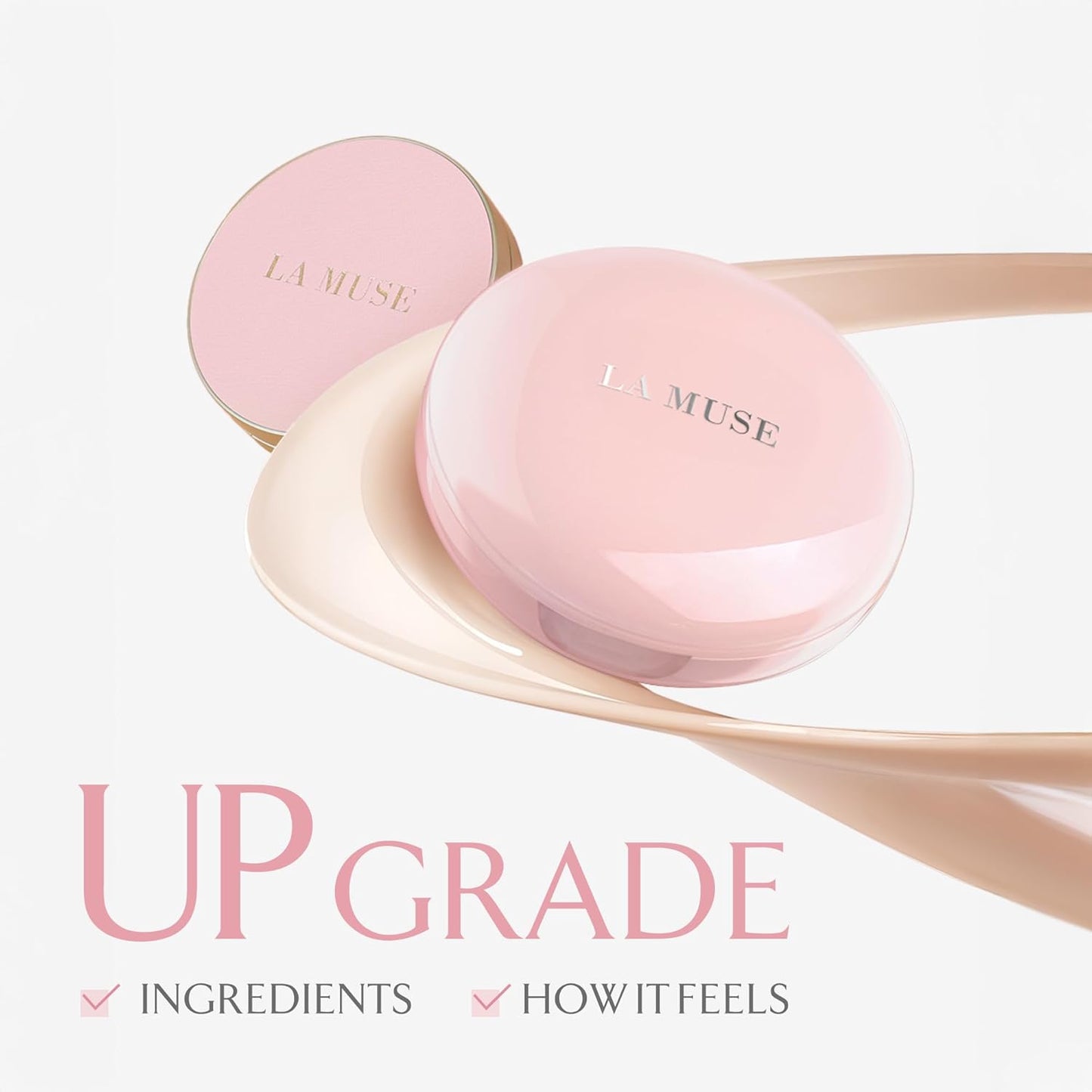 LA MUSE Korean Glow Cushion Foundation with PDRN | Shade No.20 Pure Ivory for Fair Skin | 65% Hyaluronic Acid Hydration | Natural Radiant, Lightweight Coverage | Light to Medium Buildable Finish