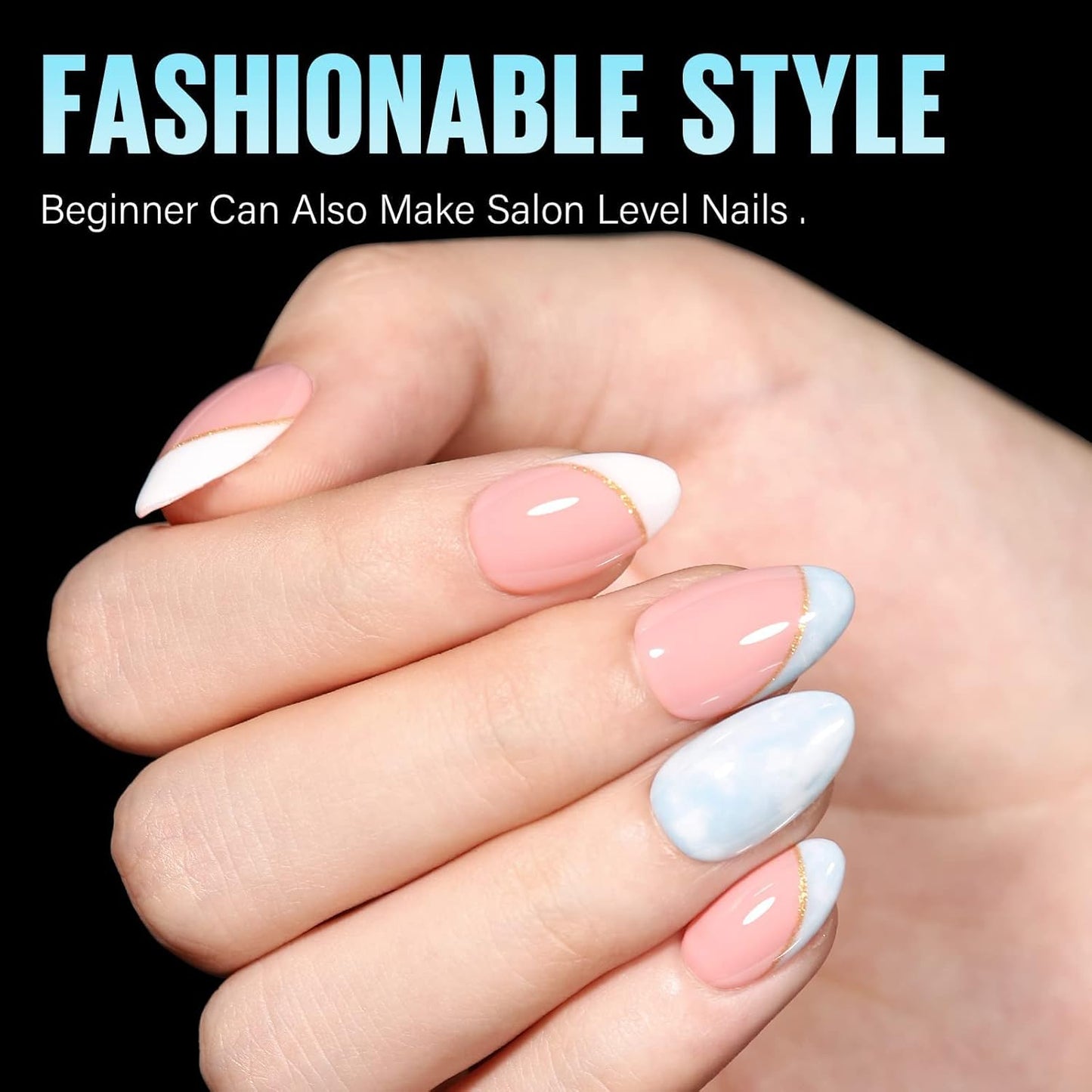 TOMICCA Short Almond Nail Tips, Acrylic Soft Full Coverage Fake Nailsfor Extension Manicure, Double-sided Matte Press on Nail Tips for Home DIY Art Women Girls