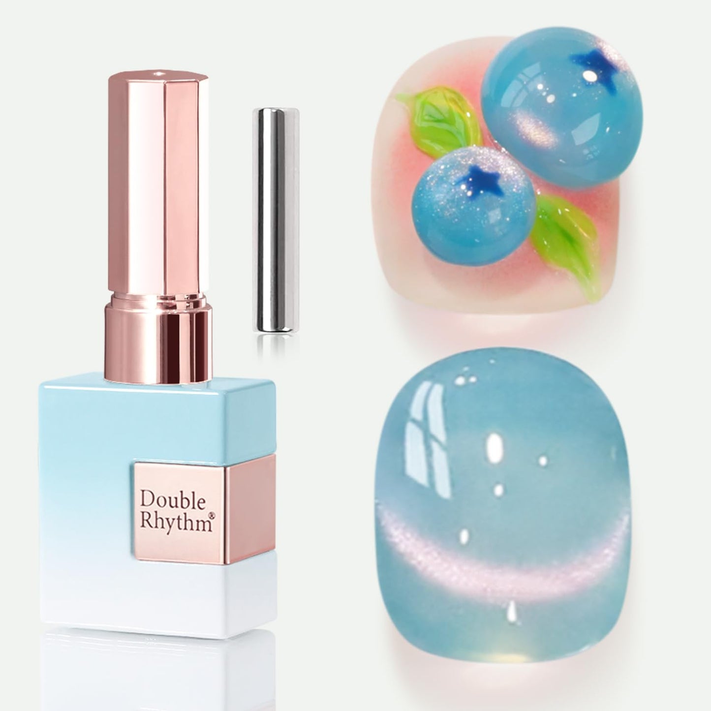 Double Rhythm 0.5 OZ Cat Eye Gel Polish with Magnet 15ML Holographic Glitter Shimmer Translucent Jelly Color Magnetic Nail Polish Salon DIY at Home (Fruit Teal Green-MC1211)