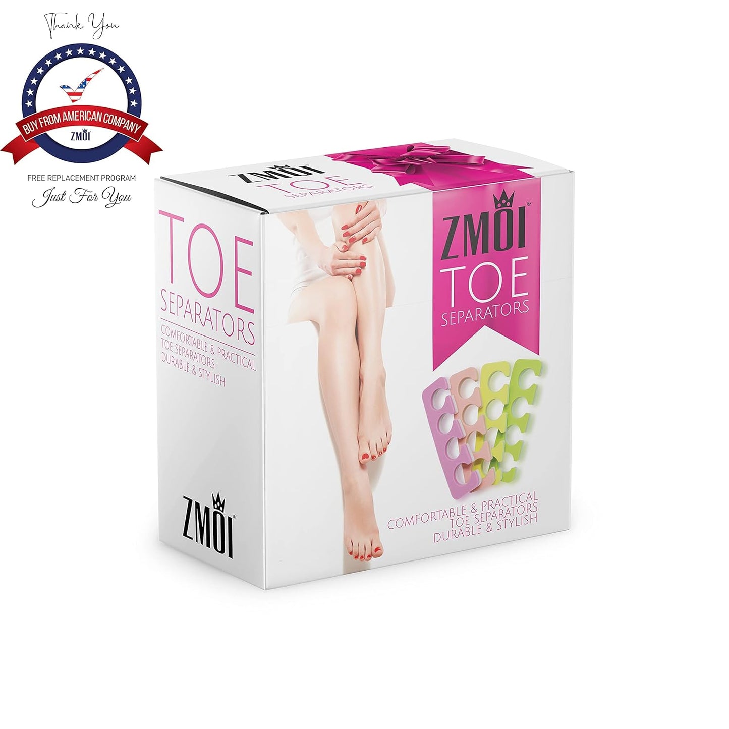 Toe Separators Set - 24 Pieces Premium Pedicure Tool Kit Super Soft & Durable Two Tone ZMOI