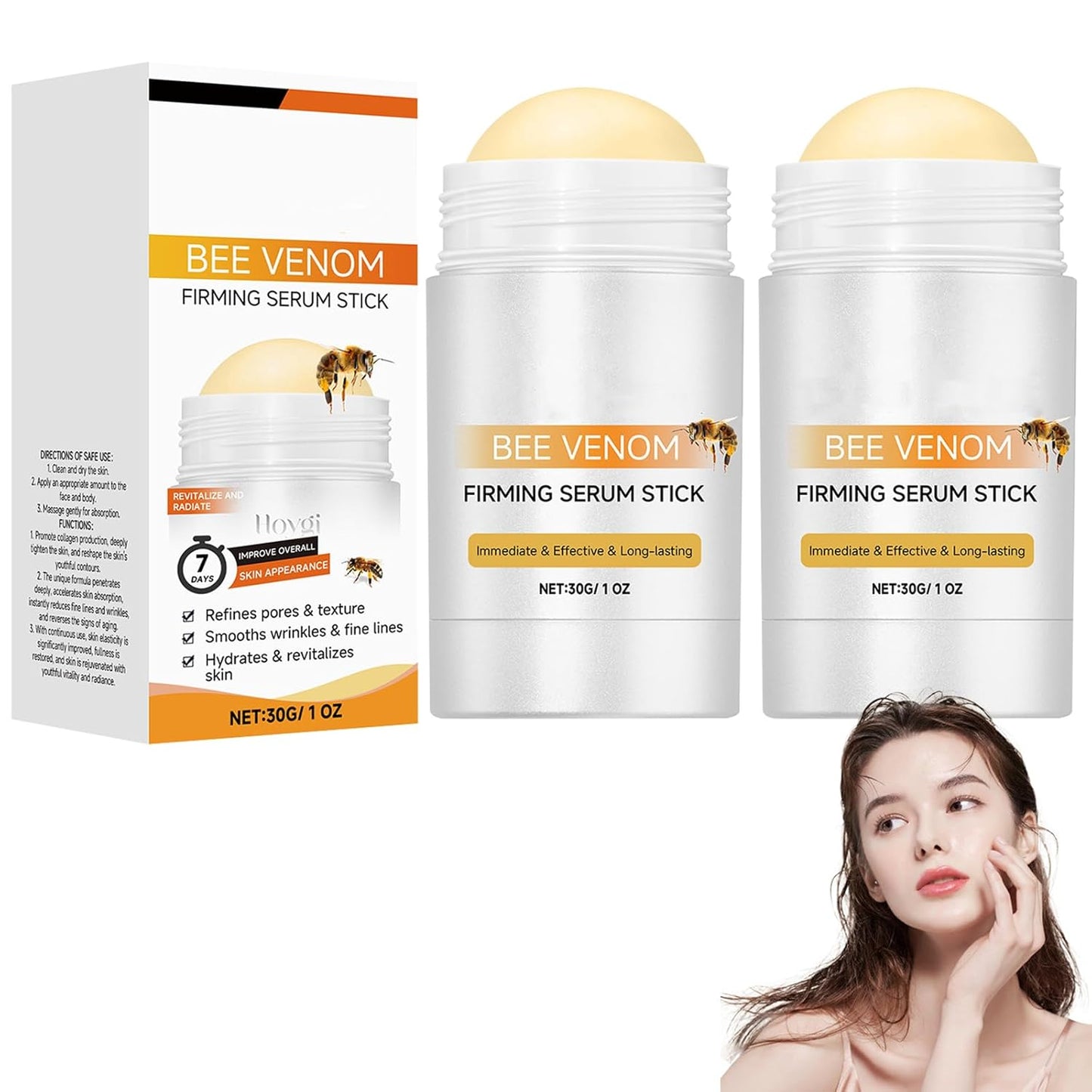 Bee Venom Firming Serum Stick 30g, Bee Venom Wrinkle Removal Serum Stick, Firming & Wrinkle-Reducing Cream, Hydrates & Nourishes Skin Firming Cream For Face and Body