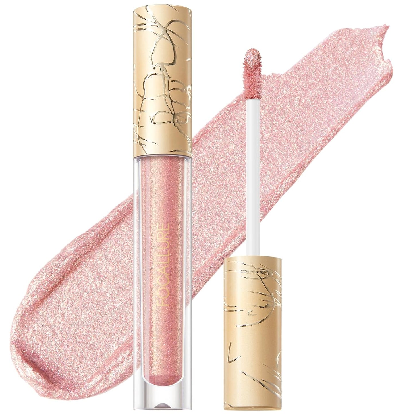 FOCALLURE Metallic Liquid Lipstick,Non Stick Cup Lip Gloss,High Impact Lip Color with Transfer-proof Wear,Long Lasting & Waterproof Lipstick Makeup for Women,PK03 Candy Castle