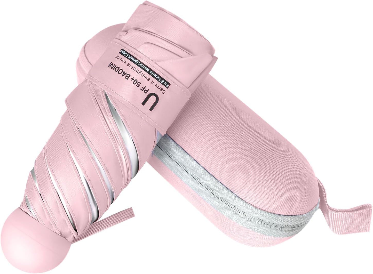 BAODINI Travel Essentials Mini Umbrella for Purse With Case Small Compact UV Sun Protection Lightweight Tiny Pocket Manual Open Close Umbrella for Women Kids and Men Fit Purse Backpack