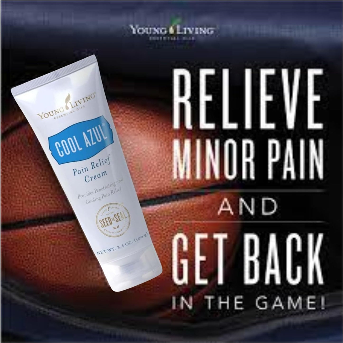 Young Living Cool Azul Pain Relief Cream - Cooling Blend of Menthol with Wintergreen and Peppermint Essential Oils - Invigorating Scent, Aloe-Infused - Methyl Salicylate - 3.4 oz