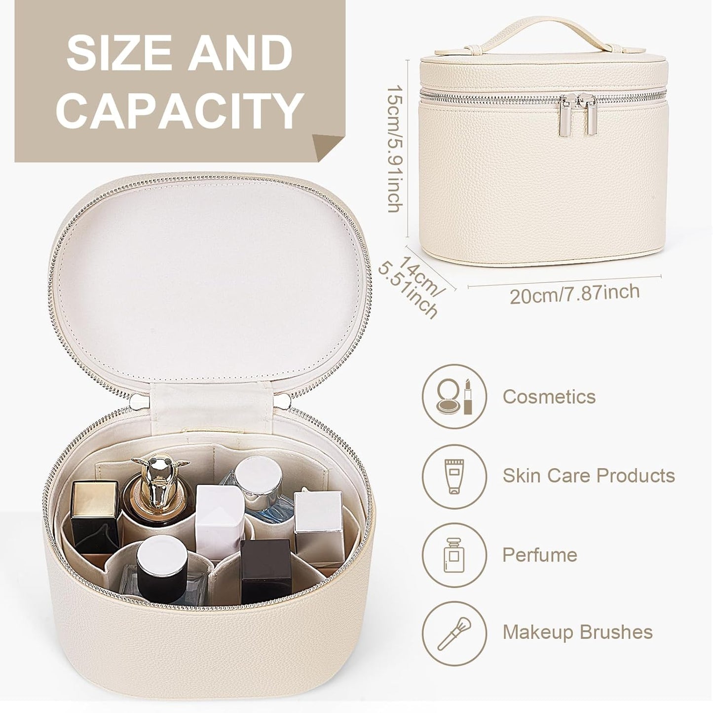 YFGBCX Makeup Bag Vanity Case with Removable Divider Travel Toiletry Bag Portable Cosmetic Bag Makeup Organizer Case