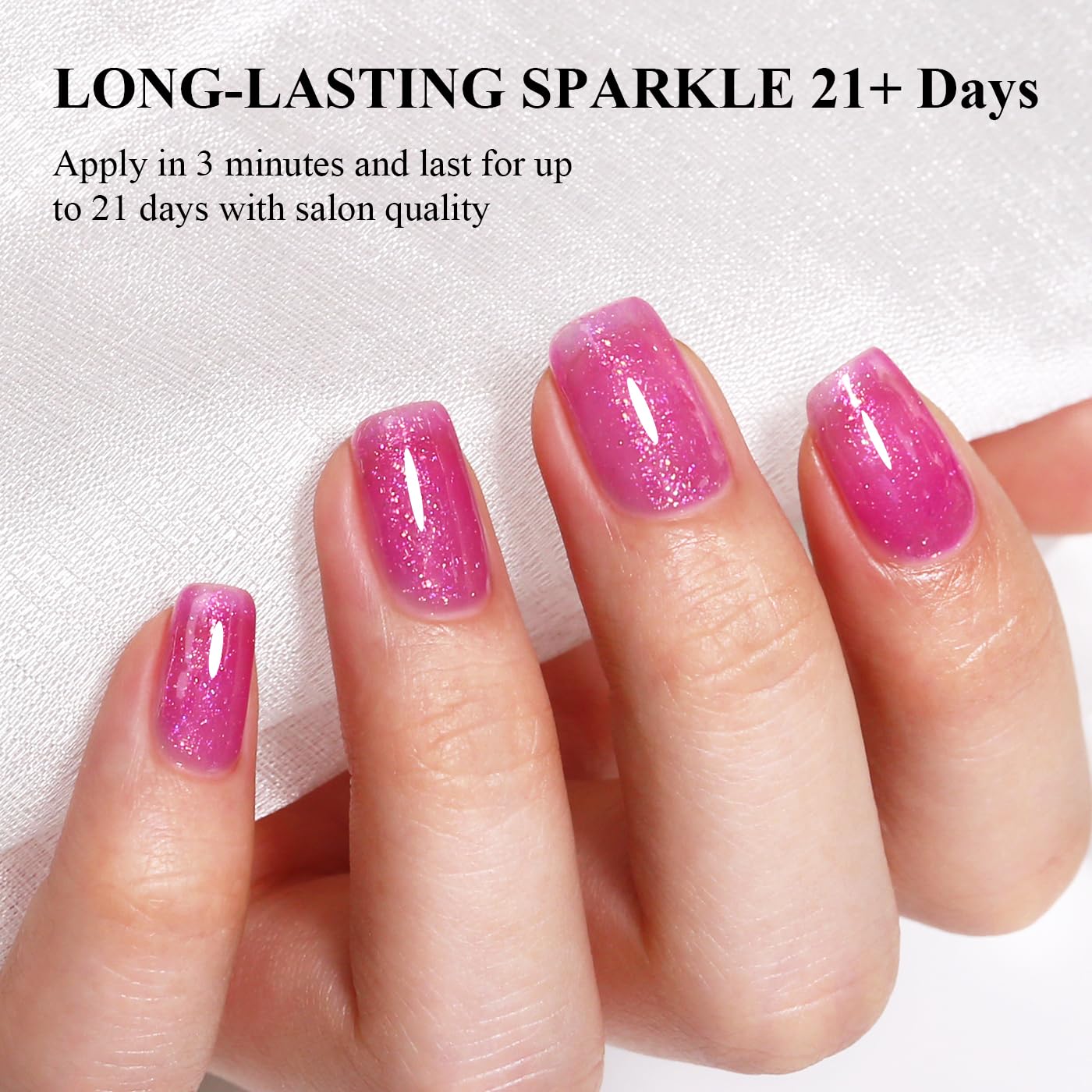 Imtiti Glitter Gel Nail Polish, Pink Iridescent Glitter Gel Polish Diamond Shimmer Sparkle Soak Off UV LED Nail Gel Polish spring summer Manicure 10ML