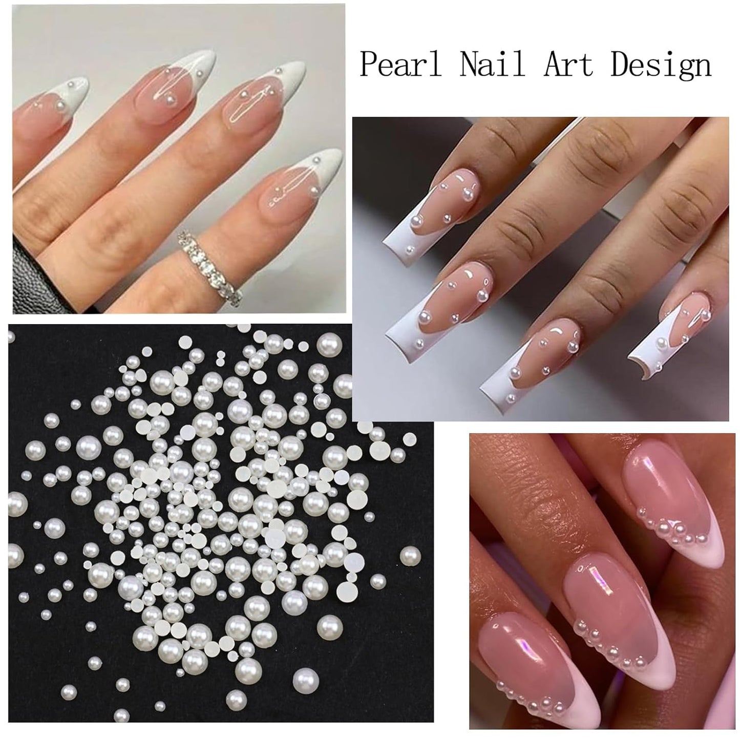 Nail Art Rhinestones with Pearls Flatback Pearls Nail Charms Luxurious Supplies Accessories Gold Silver Gems Jewelry Decorations for Women Manicure Design