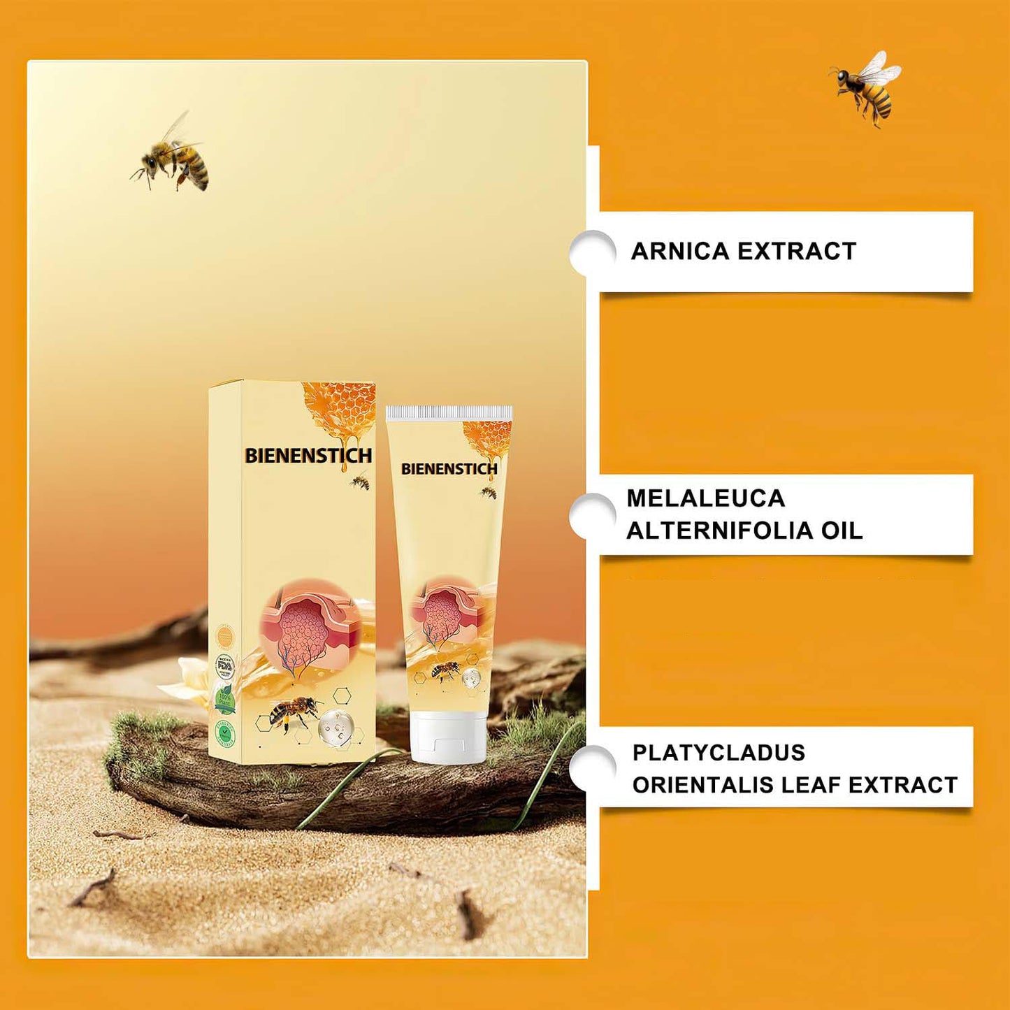 Bee Venom Cream, Professional Bee Venom Cream for All Parts of Neck, Waist, Back, Hands, Feet, and Legs（2Pcs）