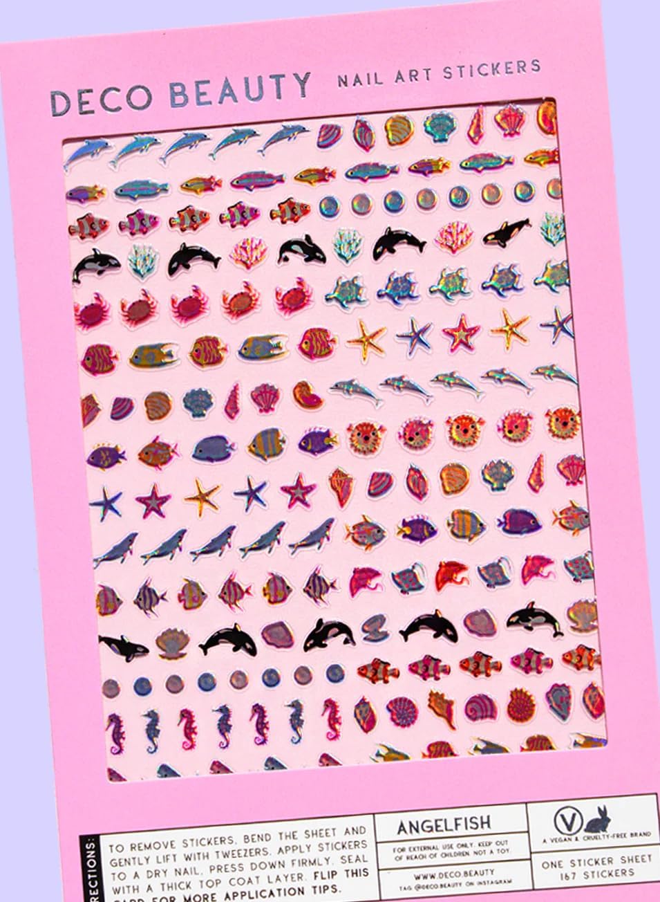 Angelfish Nail Stickers - Lightweight & Easy-to-Apply Nail Art with Trendy Designs - Durable & Long-Lasting Nail Stickers for Women, Ideal for DIY Manicures & Salon-Quality Nails