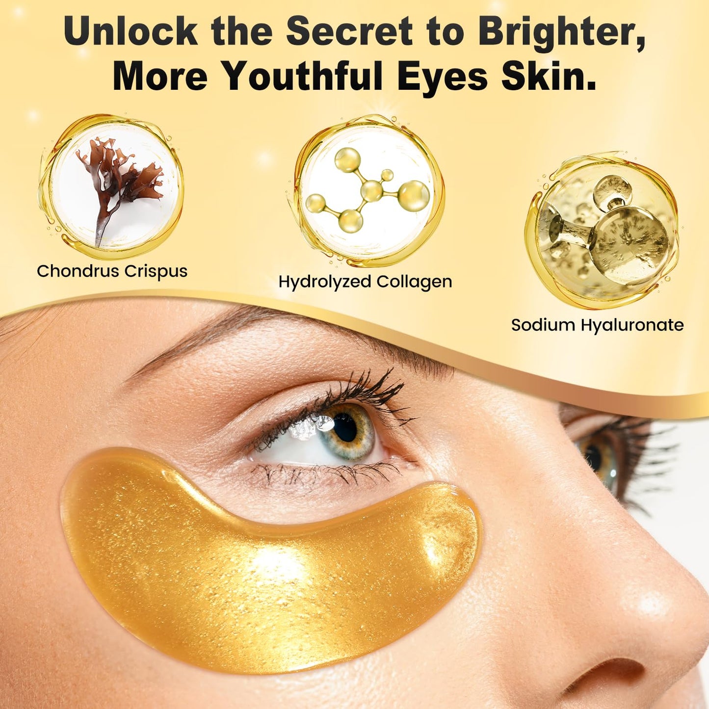 Under Eye Patches (25 Pairs) - 24K Gold Eye Masks Enriched with Abundant Collagen | Diminish Dark Circles and Puffiness | Anti-Aging, Smooth Fine Line, Nourish Skin - Gifts for Women Skin Care
