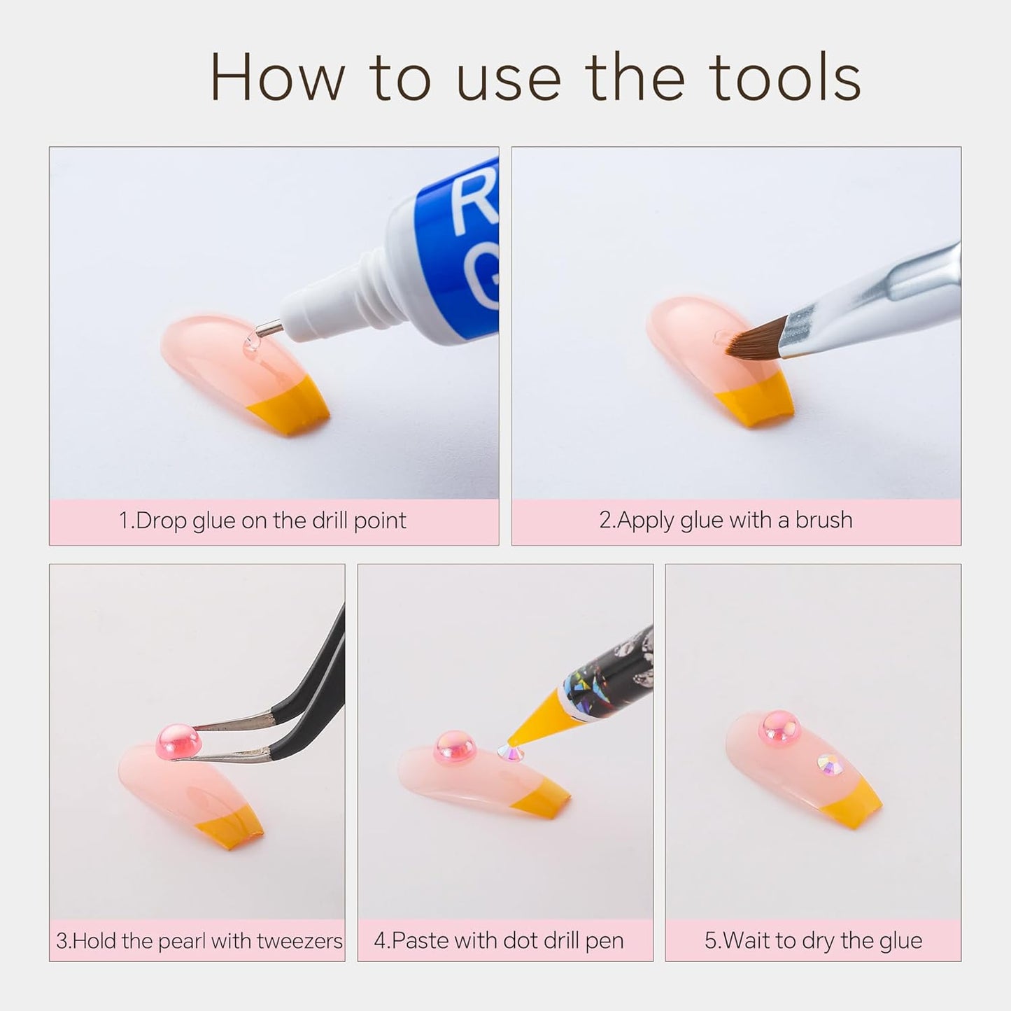 60g Peach Pink Pearls Rhinestones for Crafts Mixed Size 3mm-10mm AB Color Round Half Pearls Flatback Pearl Beads and Resin Rhinestones Set for Face Art with Gel