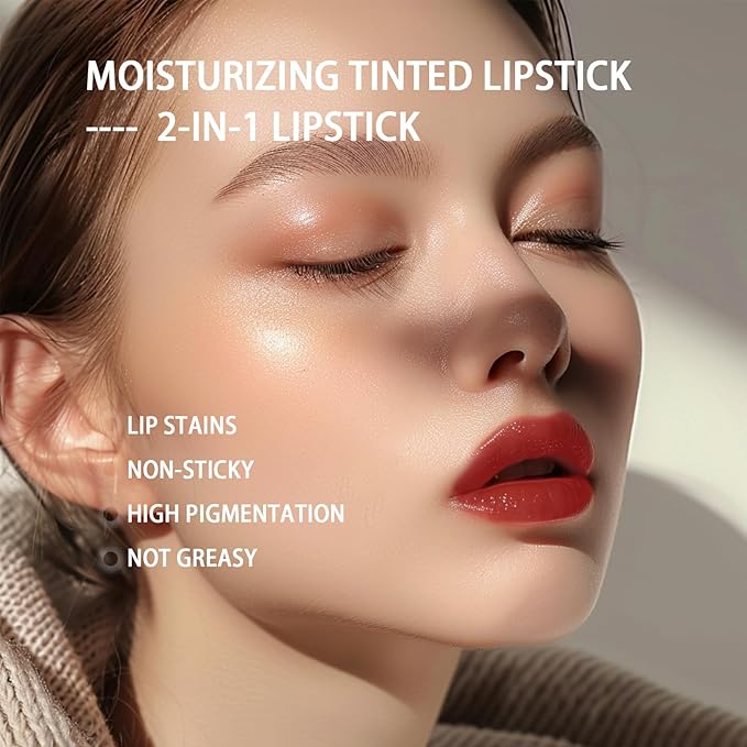 Hydrating Tined Lip Blams - Moisturizing High Pigmented Lip Blam Stick Care Plumping Glossy Finish for Dry Lips for Women