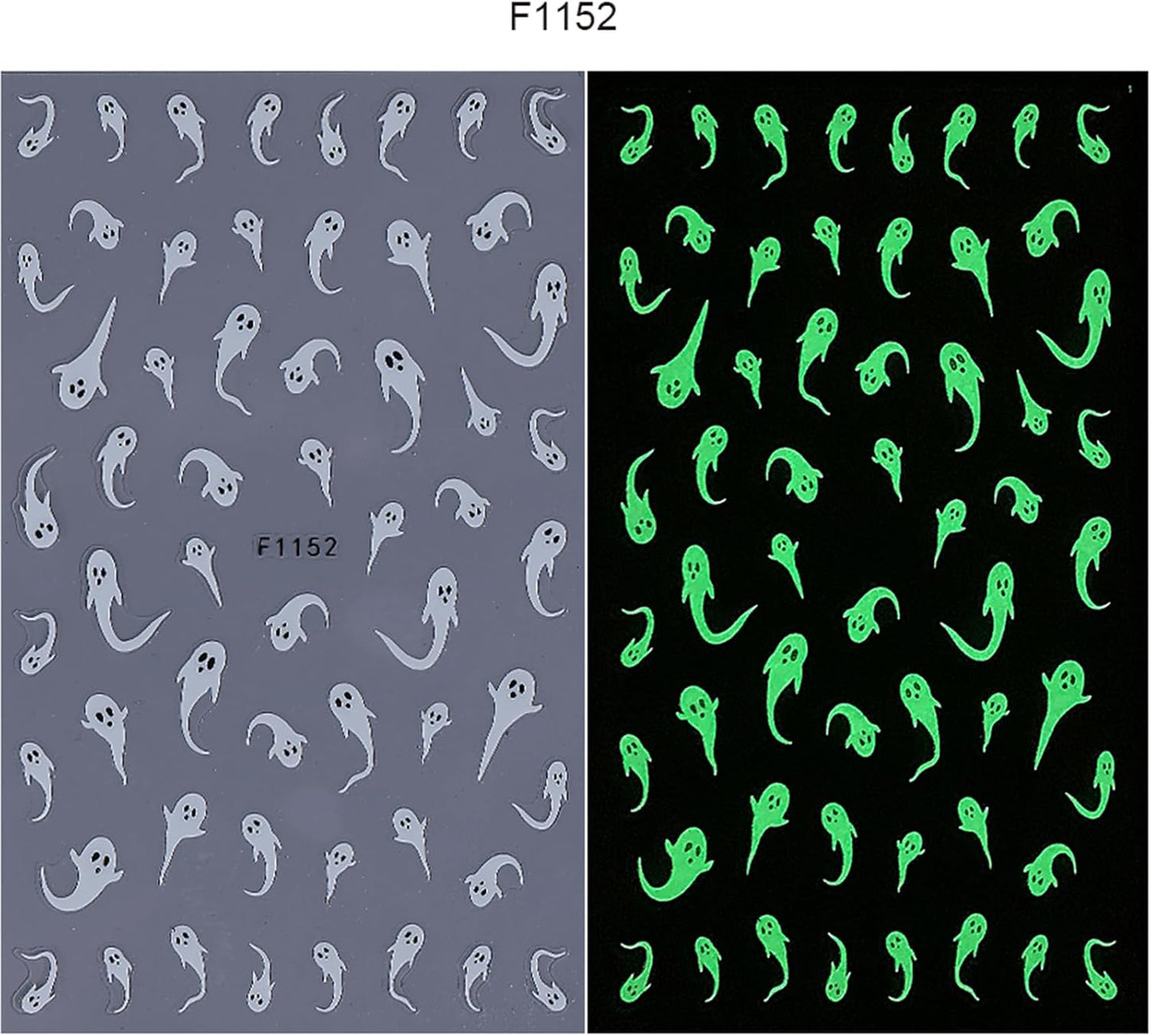 Halloween Nail Art Stickers Decals 3D Self-Adhesive Cute Luminous Ghost Nail Stickers 6 Sheets Glow in The Dark Ghost Bat Nail Decals Supplies Halloween Stickers for Women DIY Manicure Decorations