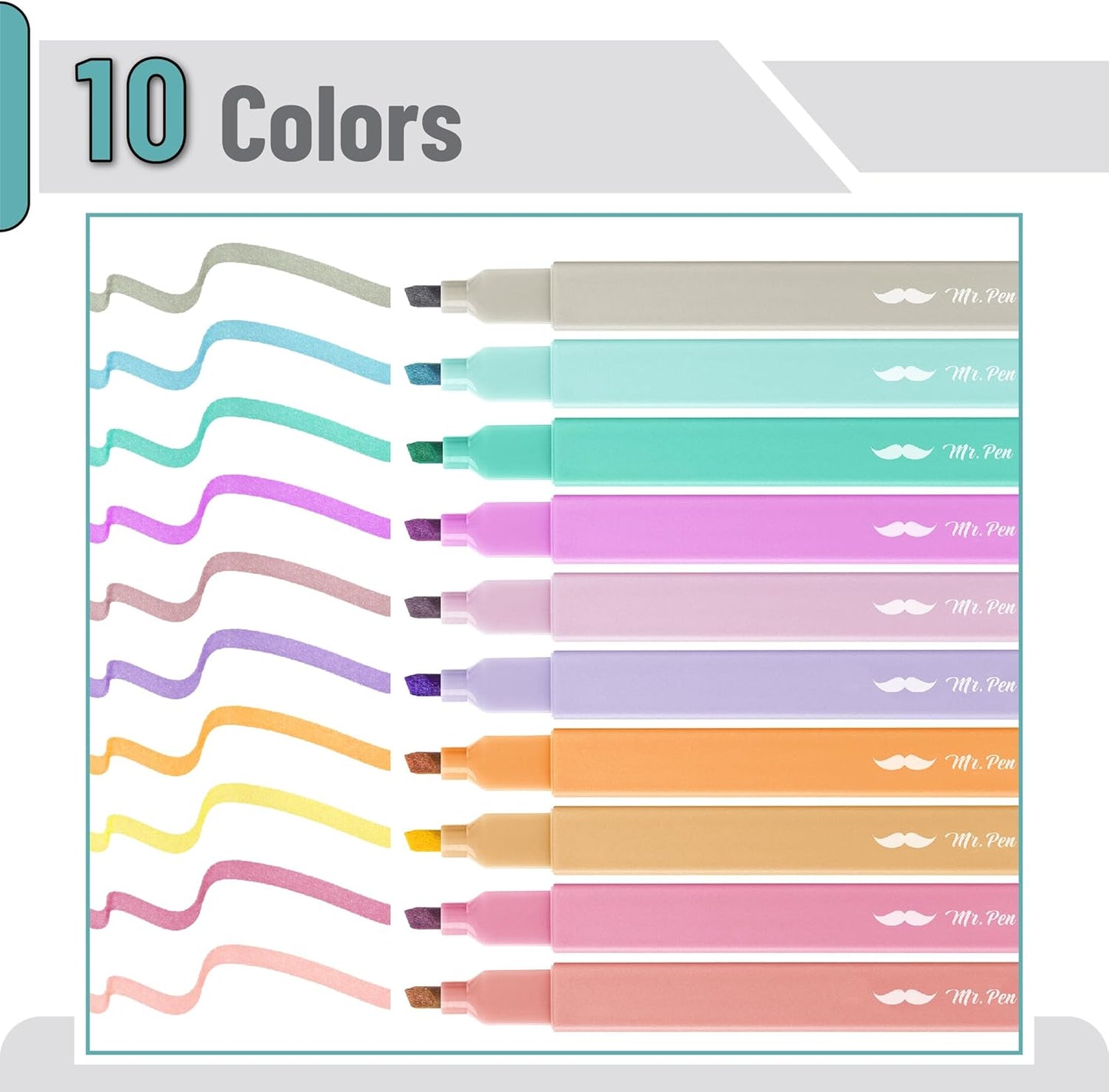 Mr. Pen- Aesthetic Highlighters, 10 Pack, Chisel Tip, Candy Colors, Cute Highlighters Assorted Colors, Cute Highlighters for School Highlighters, Highlighter Set, Pastel Highlighters