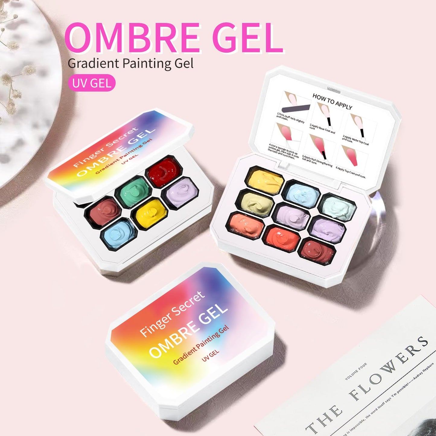 Ombre Gel Nail Polish Nail Sponges for Ombre 9 Series Colorful Blush Effect Gradient Painting Gel for Ombre Nails Multistyle French Manicure Nail Art DIY Home (A15, 1)