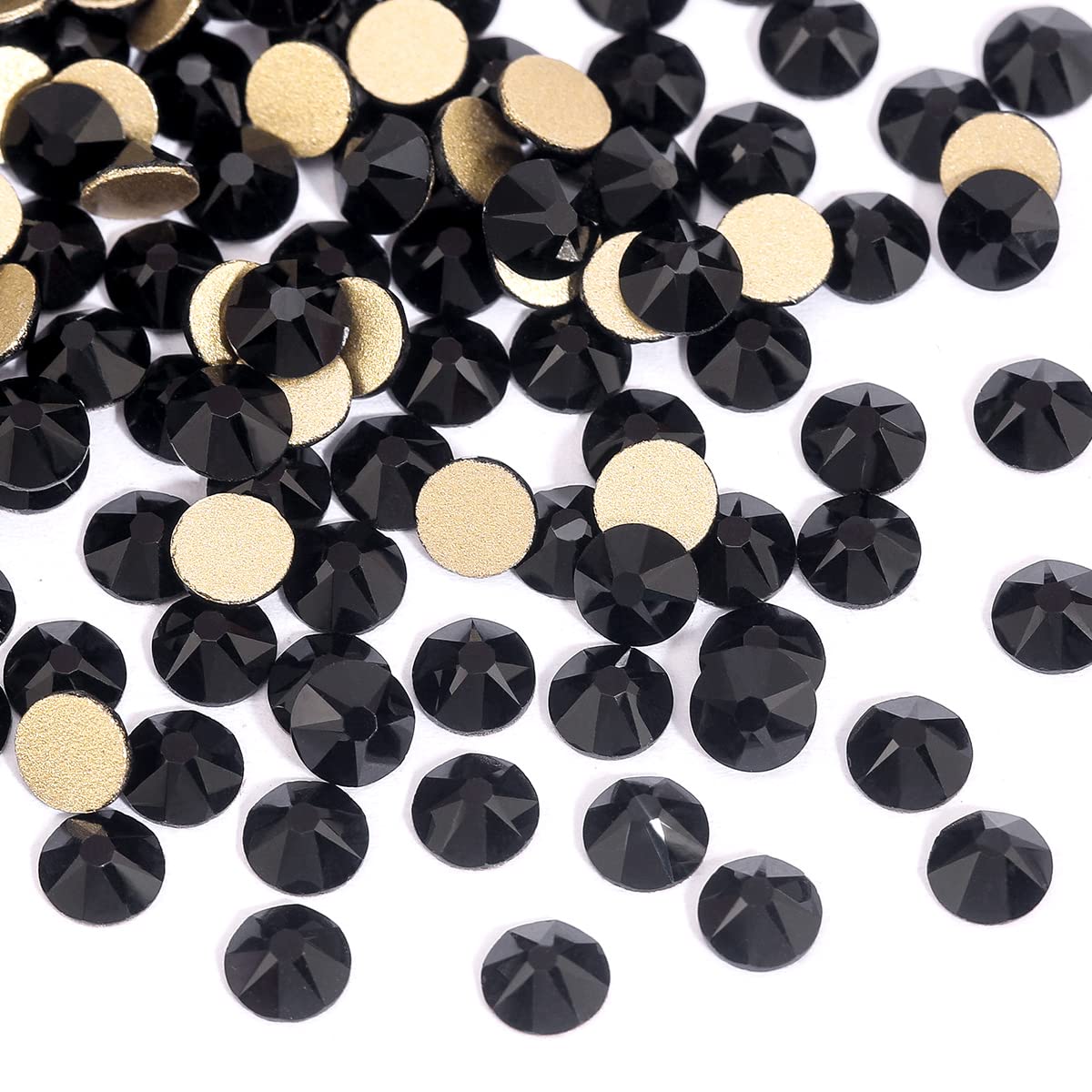 Novani Black Rhinestones 1440pcs Flat Back Round Rhinestone Style 2088 Sparkly Crystal Gemstones for Nail Art and Crafting SS20,4.6-4.8mm