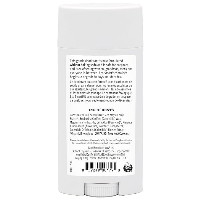 Earth Mama Simply Non-Scents Deodorant | Fragrance-free + Safe for Sensitive Skin, Pregnancy & Breastfeeding, Contains Organic Calendula and Coconut Oil, No Baking Soda or Aluminum, 2.65-Oz (2-Pack)