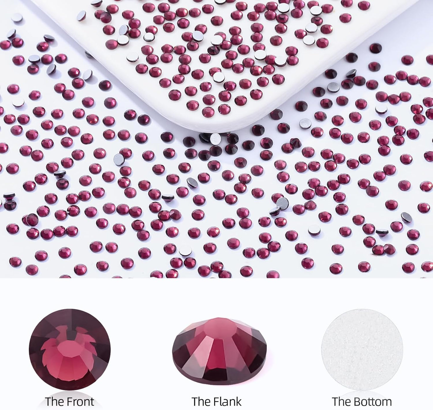 Purple Flatback Rhinestones, Glass Rhinestones for Nail Art and Craft, Glue Fix, Loose Crystal Gemstones(Purple, SS4, 2880pcs, 1.5-1.7mm)