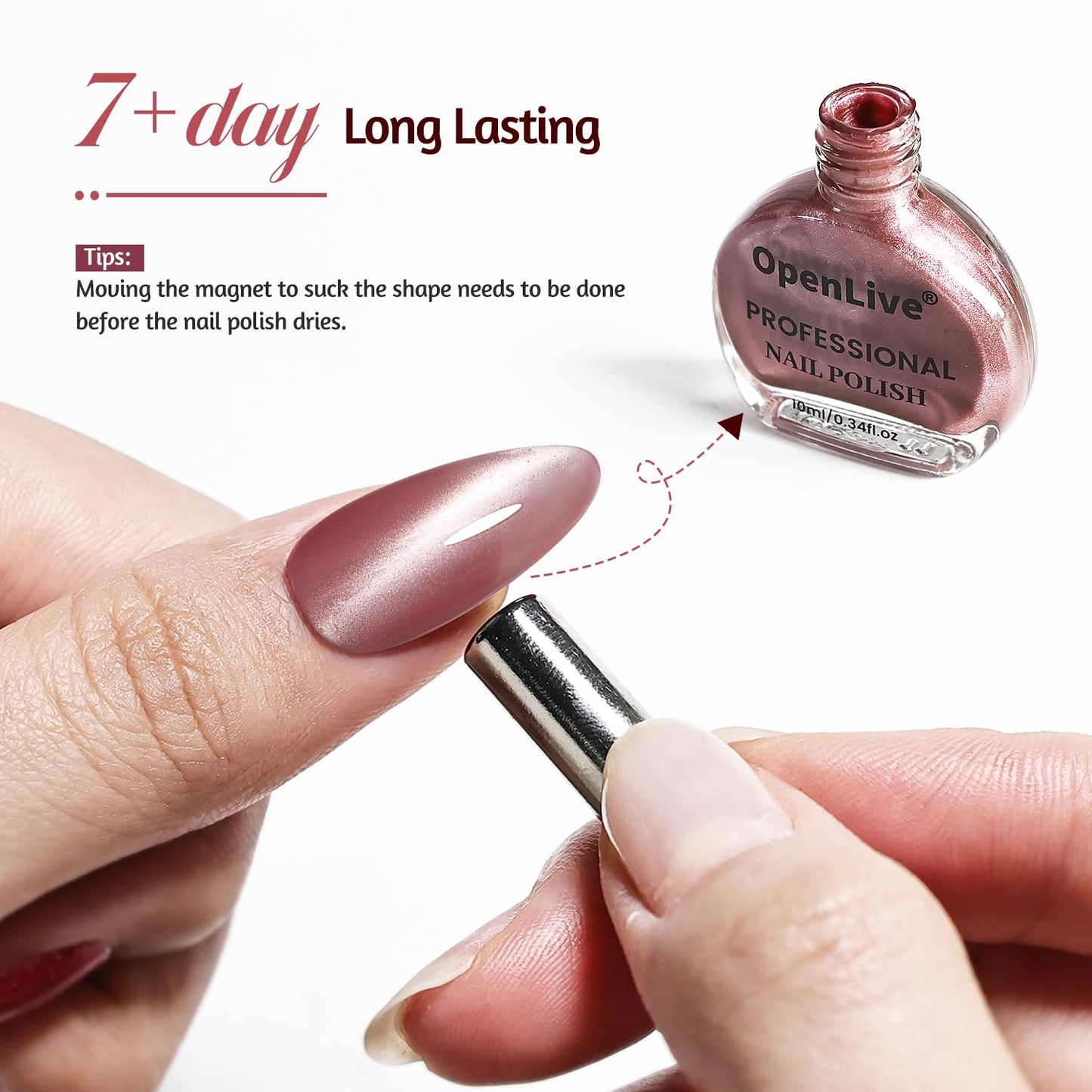 6 Colors 10ml Soft Mist Peach Gold Cat Eye Nail Polish with Magnet Stick Quick Dry Nail Polish for Women Salon DIY Nail Art