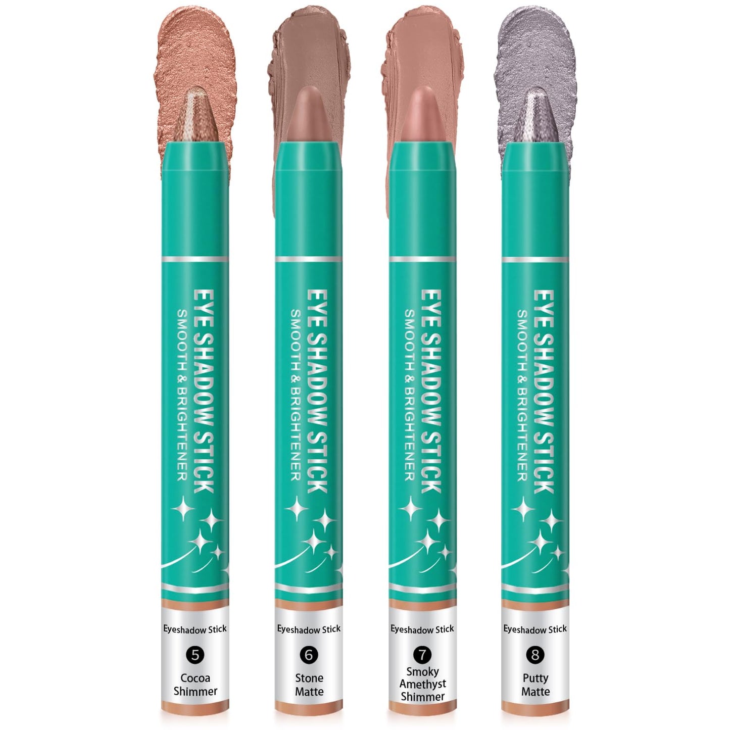 4Pcs Eyeshadow Stick, Eye Brightener Stick, Shimmer Creamy Eye Shadow Makeup, Waterproof Long Lasting Glitter Highlighter Eye Liner Pencil (4PCS B)