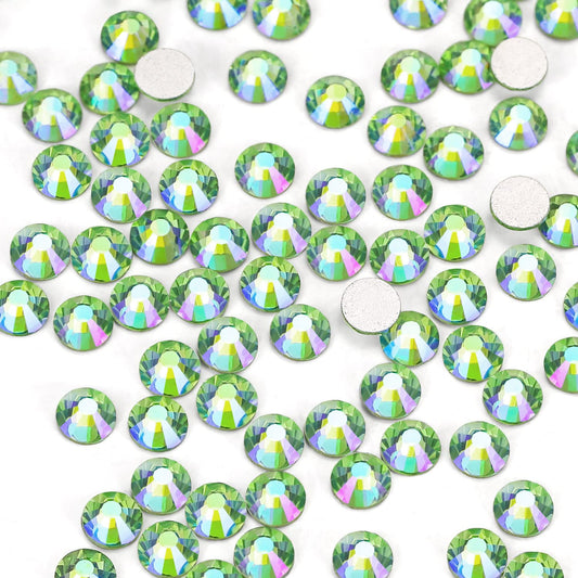 1440Pcs Light-green Ab Crystal Rhinestones,Glass Flatback Rhinestones Gemstones Small for Nail Face Makeup Art Crafts Clothes Decoration-(SS10,2.8mm,Light-green Ab)