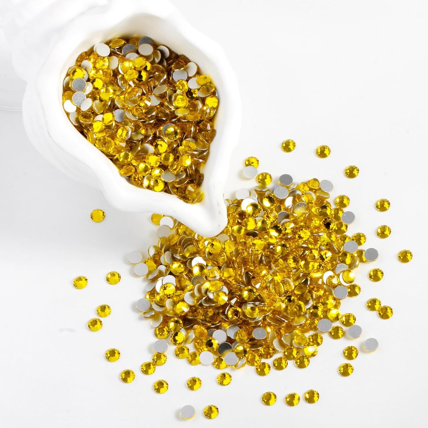 3000PCS SS8 Flatback Rhinestones | 12-Facet Diamond-Cut Glass Gems for Nail Art, Clothing, DIY Crafts |Glue-On Decoration Stones with Silver Backing(Citrine)