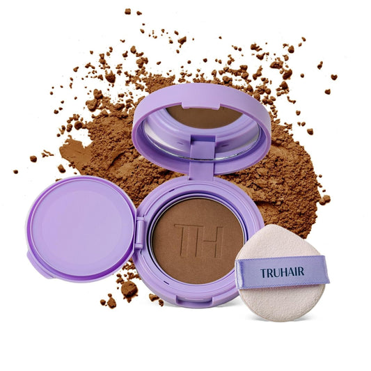 TRUHAIR Root & Scalp Cover Up Pressed Powder Compact, Waterproof, Weightless Hair Coverage & Bald Spot Concealing, Root Touch Up Hair Color for Gray Coverage & Thinning Areas, 0.35 Oz (Dark Brown)