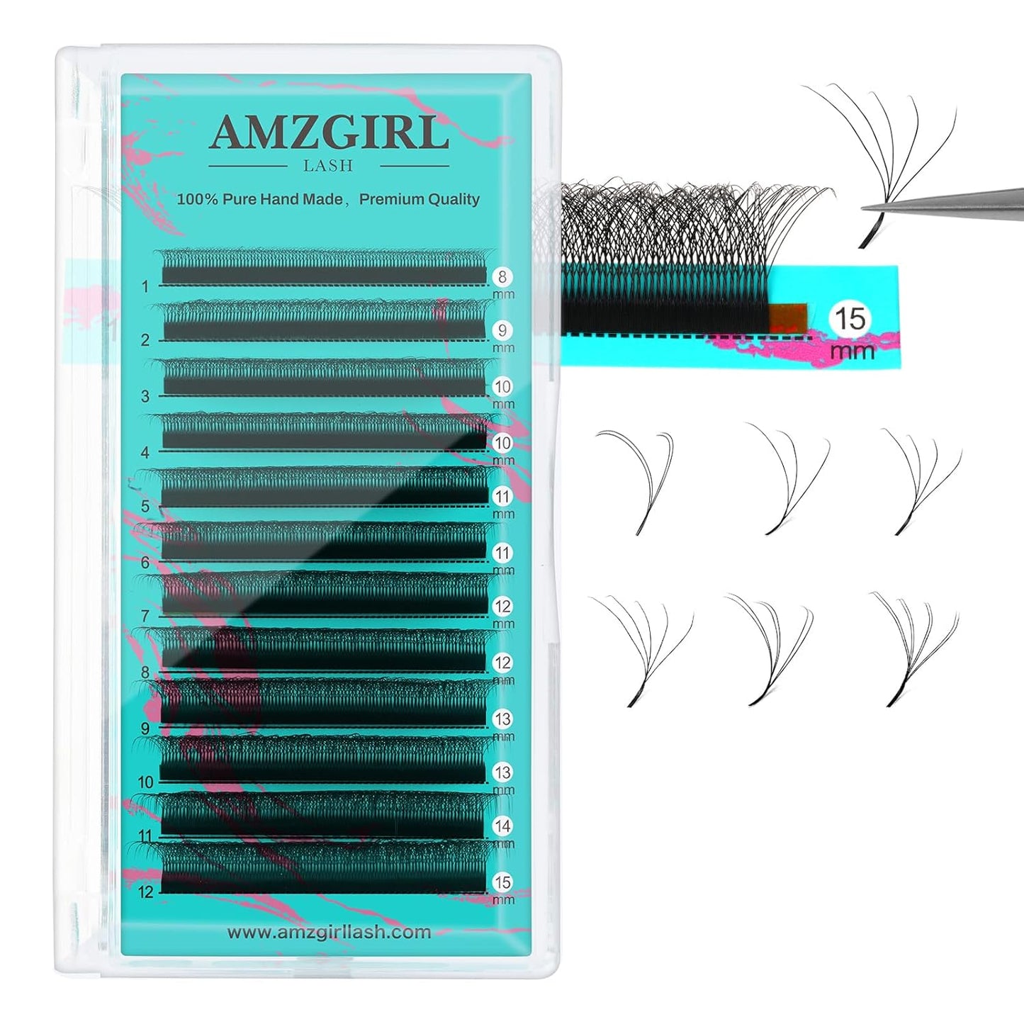 Eyelash Extensions 5DW D Curl,Lash Extensions Mixed Tray Supplies Individual Lashes Premium Classic Lash Soft Matte Dark Professional Eyelashes Extension(8-15mm)