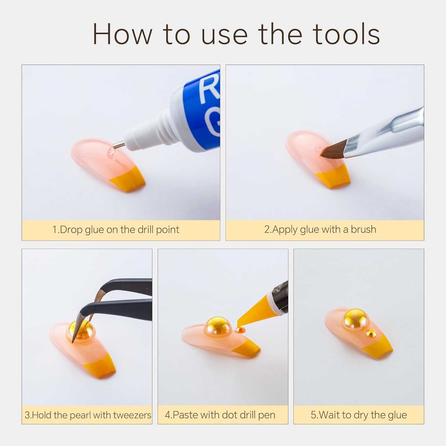 60g Orange Sun Magic Flat Flat Back Pearls Rhinestones for Crafts Mixed Size 3mm-10mm AB Color Round Half Pearls Flatback Pearl Beads and Resin Rhinestones Set for Face Art with Glue