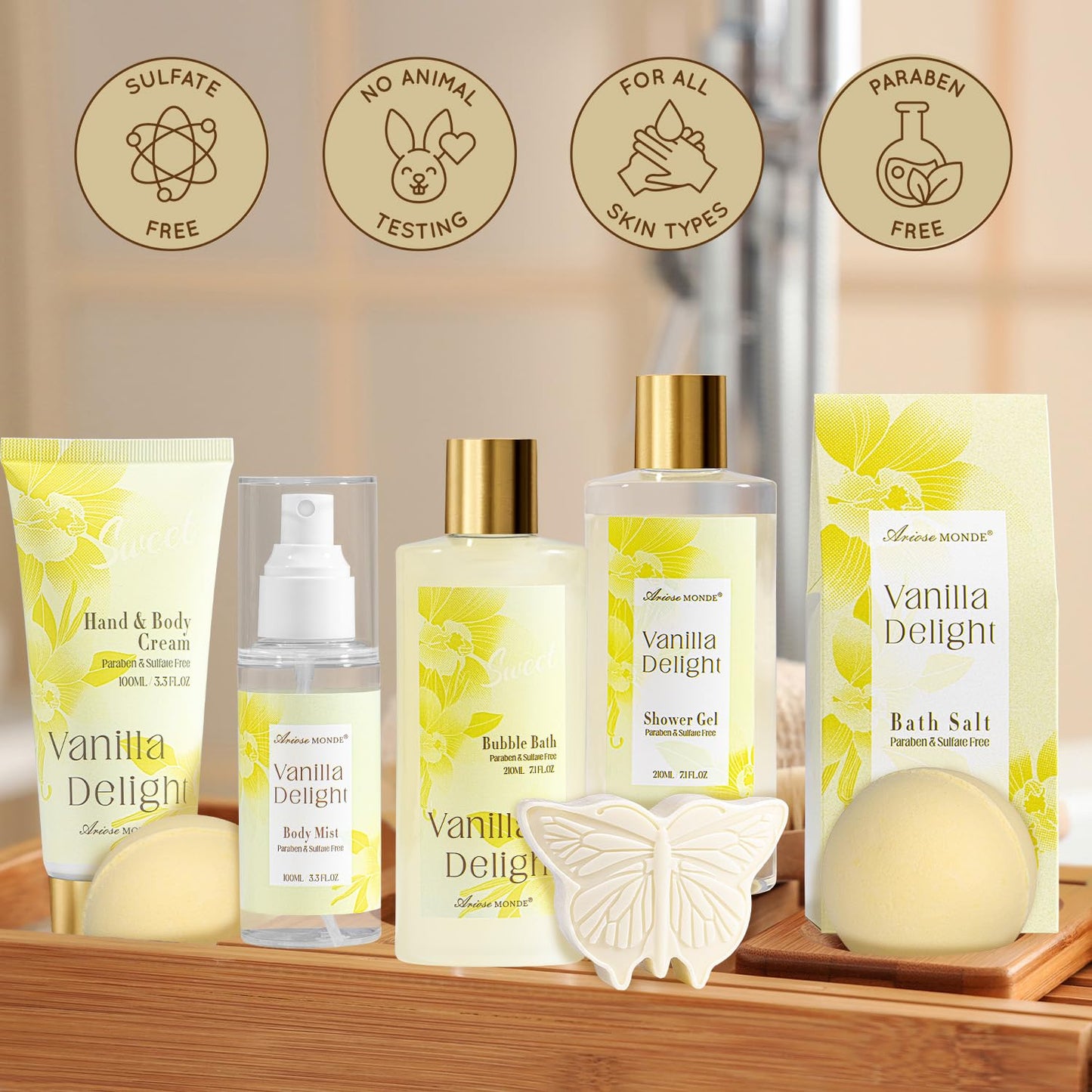 Spa Gifts for Women, 15Pcs Vanilla Rose Women Spa Gift Baskets w/Body Mist, Diffuser, Bath Bomb. Relaxing Bath Sets, Mothers Day Gifts for Mom, Unique Birthday Gift Basket