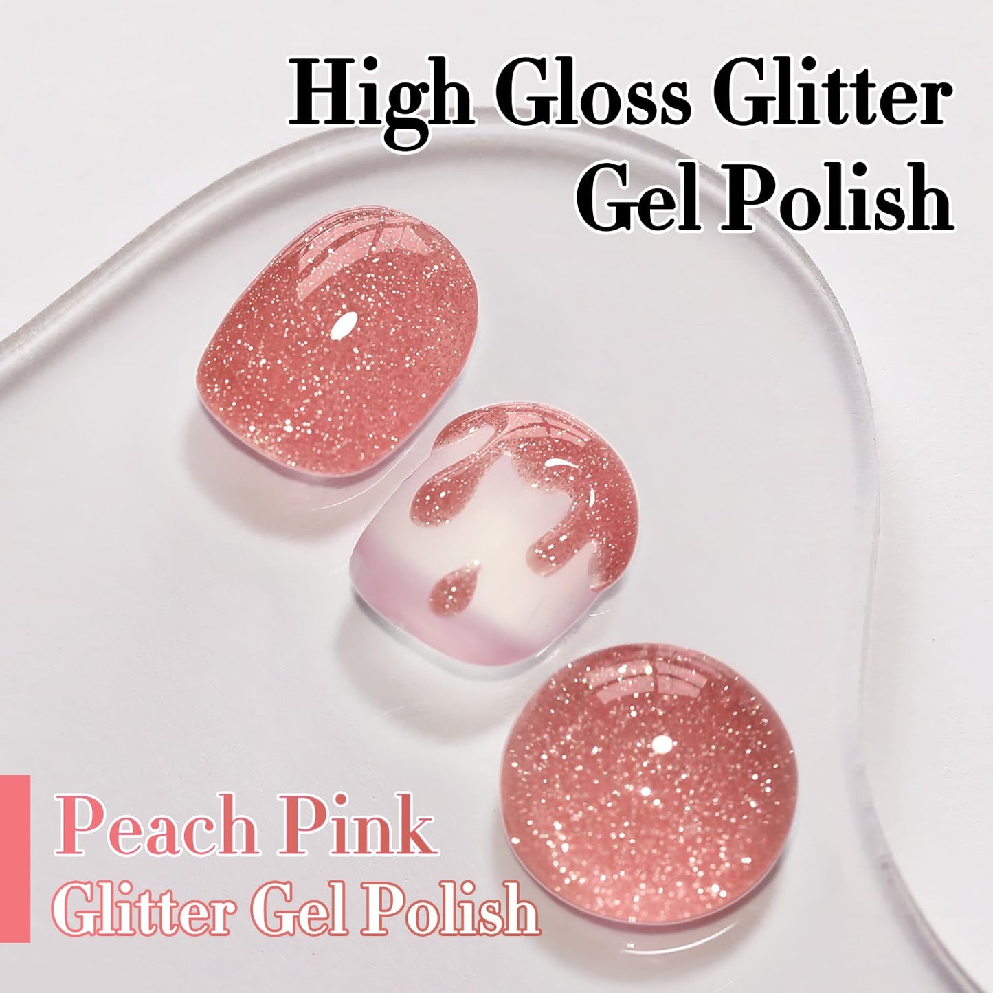 Double Rhythm 0.5Oz Glitter Gel Polish Shimmer Reflective Color for Nail Art Salon DIY Soak Off 15ml Nail Lamp Gel Polish at Home (Peach Pink-B1172)