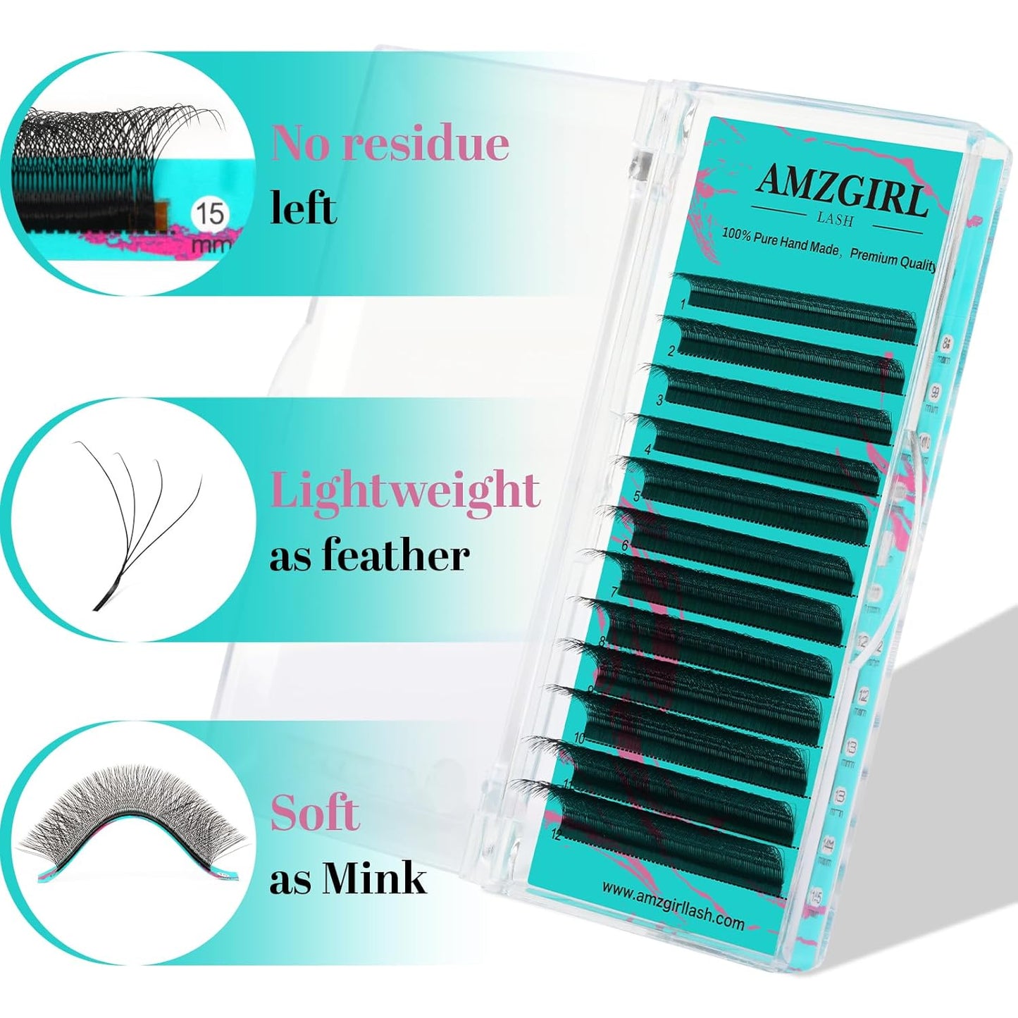 Eyelash Extensions 4DW D Curl,Mixed Tray Lash Extension Supplies Individual Lashes Premium Classic Lash Soft Super Matte Black Professional Eyelashes Extension(8-15mm)